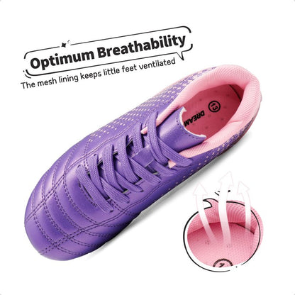 DREAM PAIRS Boys Girls Outdoor Sport Football Shoes Soccer Cleats for Little/Big Kid,Size 13 Little Kid,Light/Purple/Pink,SUPERFLIGHT-1K