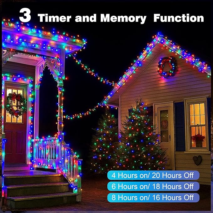 Christmas Lights 800 LED 264 FT, IP67 Waterproof Christmastree Lights with 8 Modes, Remote Control 3 Timers & Memory Function Xmas Decorations for House and Holiday (Multicolor)