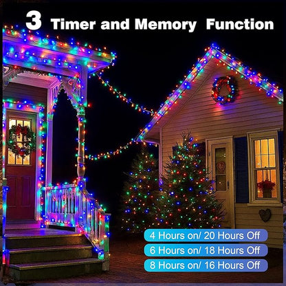 Christmas Lights 800 LED 264 FT, IP67 Waterproof Christmastree Lights with 8 Modes, Remote Control 3 Timers & Memory Function Xmas Decorations for House and Holiday (Multicolor)