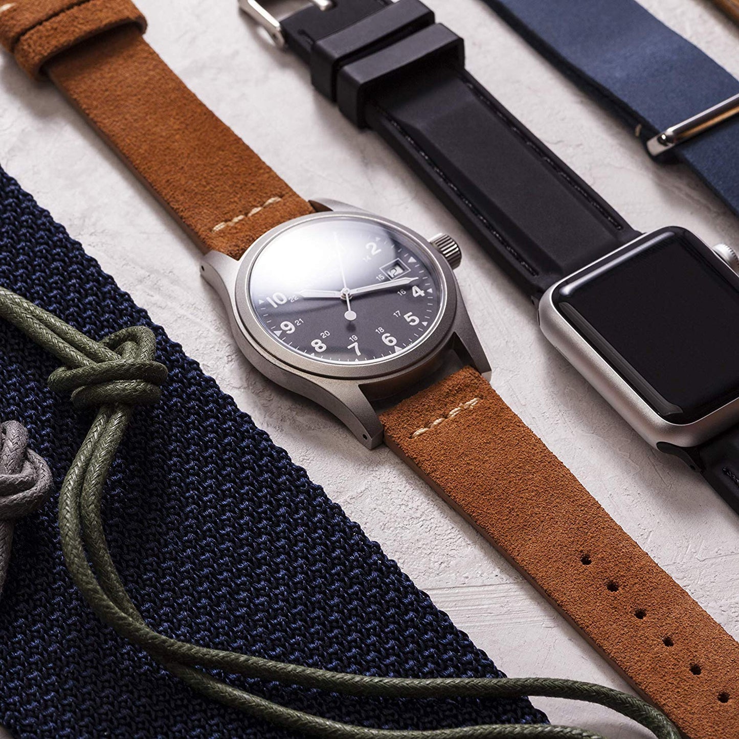 Benchmark Basics Dark Brown 20mm Suede Watch Strap - Vintage Leather Watch Band for Men & Women - Compatible with Regular & Smart Watches