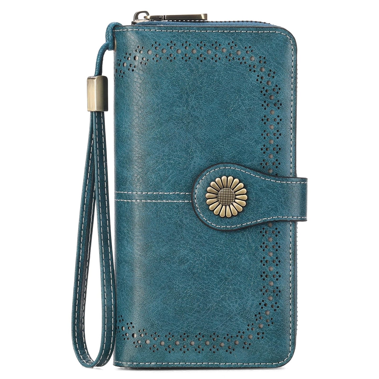 SENDEFN Wallet for Women RFID Blocking Leather Clutch Long Purse Large Capacity Credit Card Holder Wristlet