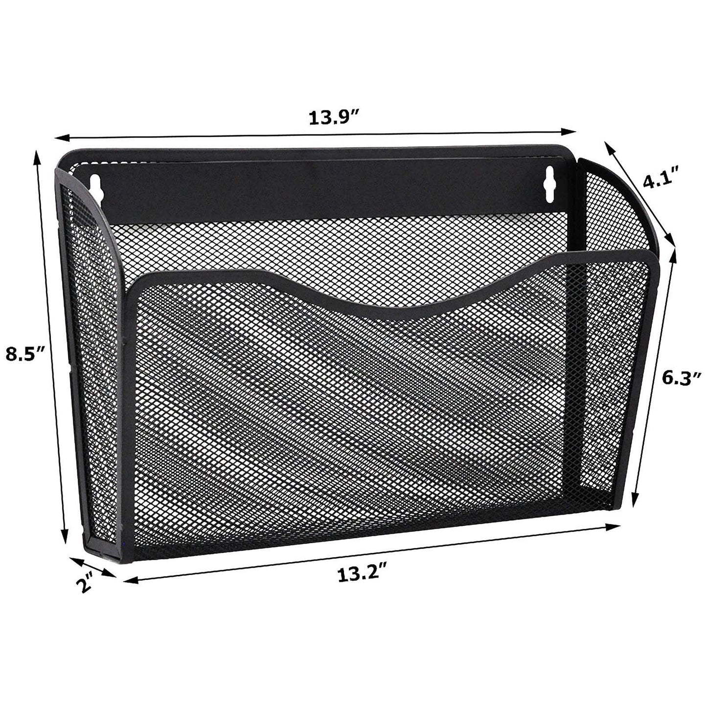 EASEPRES 3 Single Pocket Mesh Hanging File Organizer, Vertical Wall Mounted Magazine File Holder, Mount Basket Mail Paper Document Folder Organizing for Office, Home and School, Black