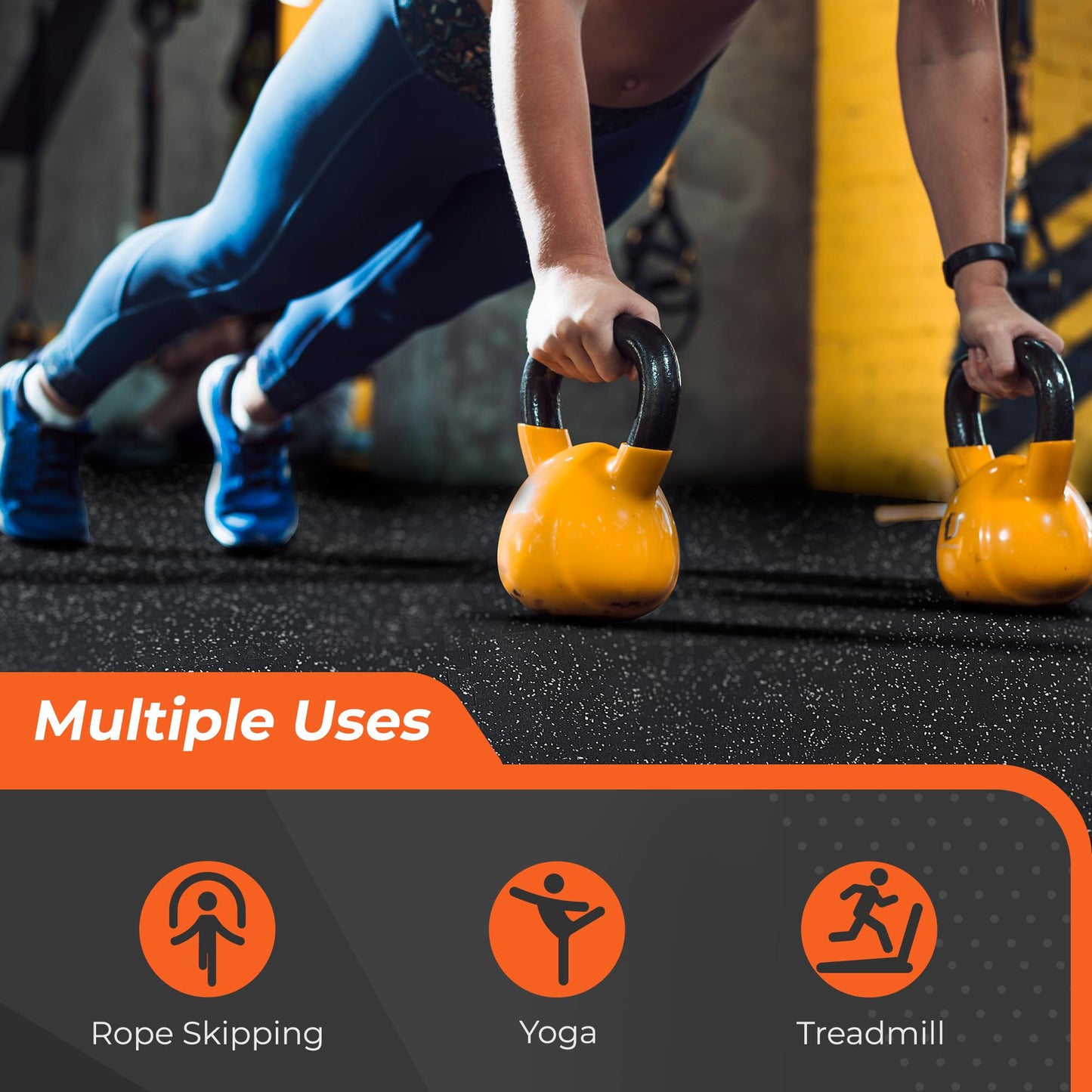 SUPERJARE 0.4'' Thick 36 Pcs 144 Sq Ft Rubber Top Exercise Equipment Mats, High Density EVA Foam Mats with Rubber Top, Interlocking Gym Flooring for Home Gym, Protective Workout Mat, Black/Grey