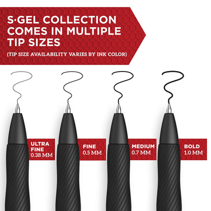 Sharpie S-Gel Gel Pens Drawing Pens Gel Ink For Journaling Writing Coloring Medium Point (0.7Mm) Black Barrel Black Ink 12 Count