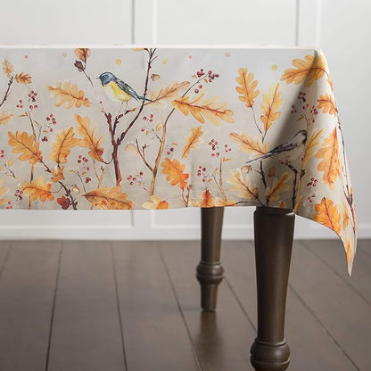 Maison d' Hermine Table Cloth Square Table 100% Cotton 60 x 60 Inches Fall Tablecloth Reusable Everyday Use for Thanksgiving Christmas Decorations Dining Farmhouse Party (Oak Leaves)