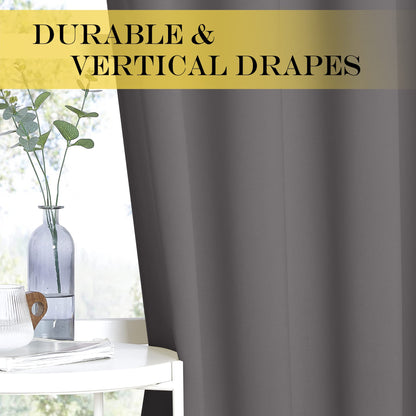NICETOWN Grey Blackout Patio Sliding Door Curtains 84 inch Length, Grommet Room Divider Thermal Insulated Curtain Drapes for French Door/Living Room (Gray, W100 x L84, 1 Panel)