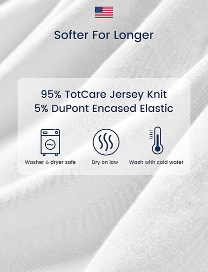 TotAha Premium Soft Pack n Play Sheets, Super Stretchy Jersey Knit Mini Crib Sheets Fitted, Silky Comfort Graco Pack and Play Mattress Sheets 2-Pack, Moon & Grey Sky