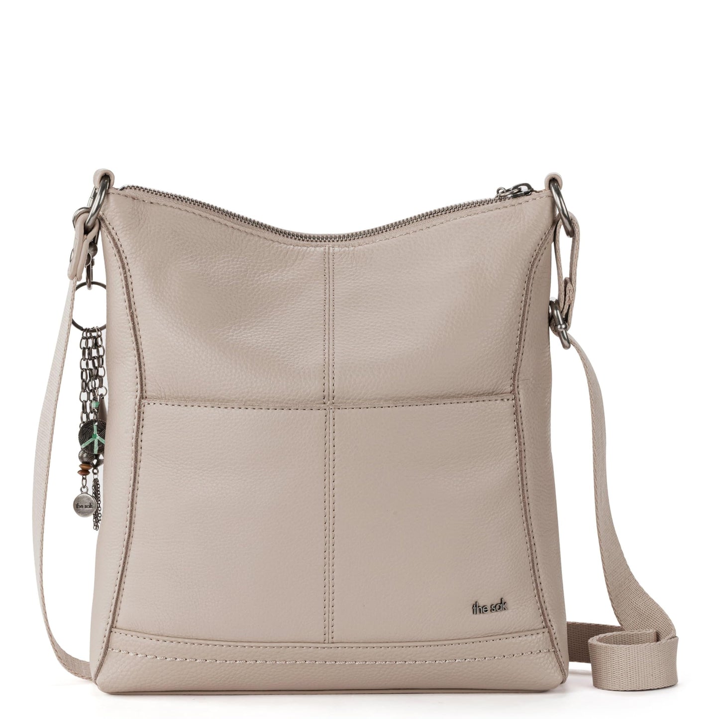 The Sak Lucia Crossbody in Leather, Adjustable Crossbody Strap, Sand Stitch