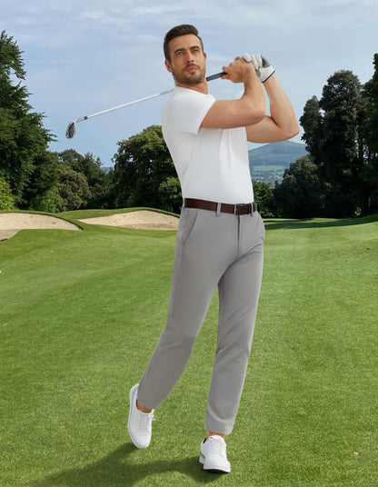 BLUE CHILL Mens Golf Pants Quick Dry with Pockets Light Grey 32W30L