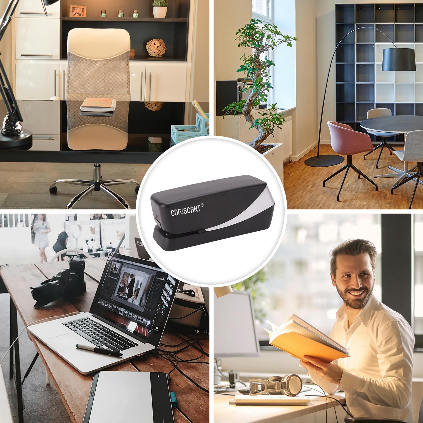 Coruscant Electric Stapler, Automatic Stapler, Heavy Duty，25 Sheet, Store 210 Staples，Including 2000 Staples,and 1 Staple Remover, Electric Desktop AC or Battery Powered for Home/Office Use