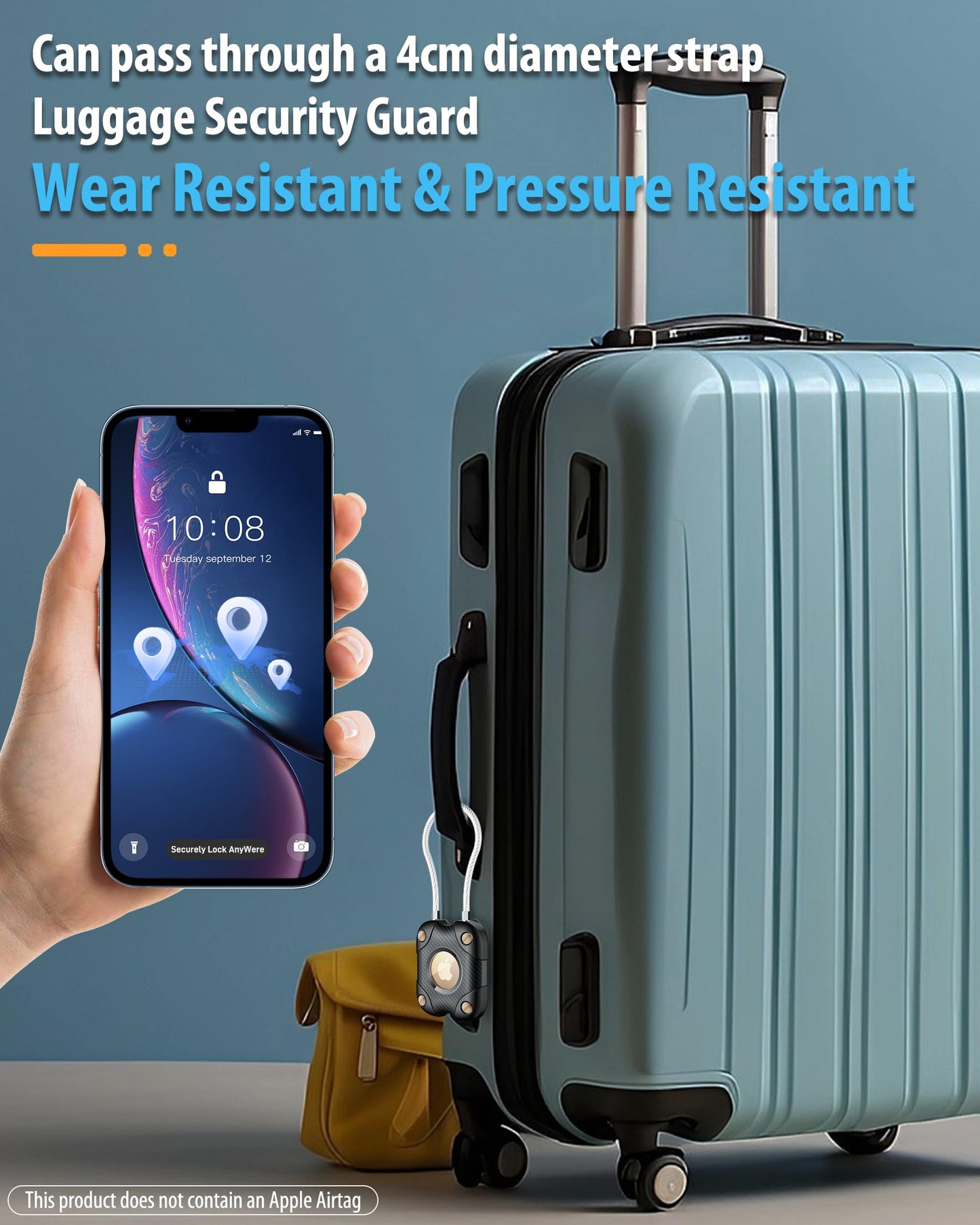 DEERLET for Airtag (1st & 2nd Gen) Holder with Wire Cable 4 Pack, Secure Lock Airtag Keychain,IPX7 Waterproof,360°Hard Protective Air Tag Case Holder for Key Chain,Key Ring,Car,Luggage