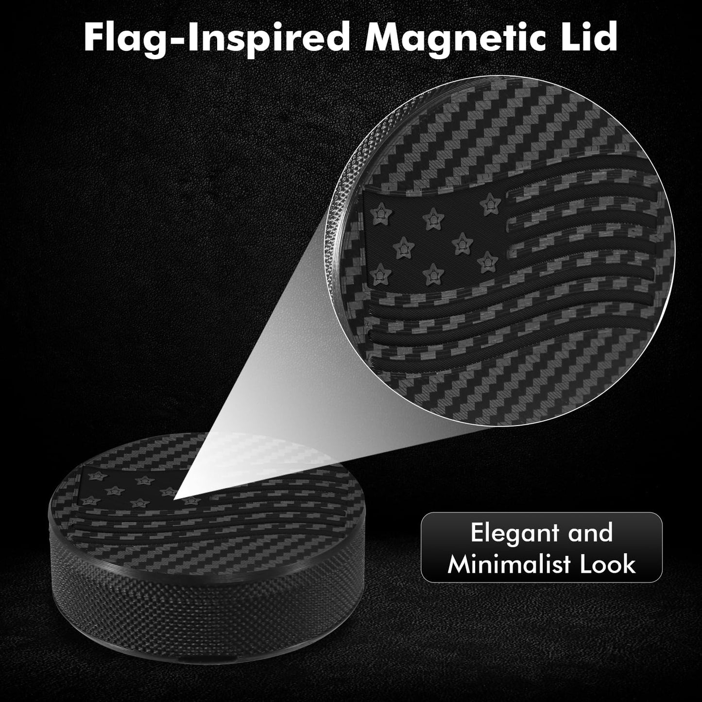 Pouch Container with Divider and Magnetic Lid, Plastic Pouch Holder & Can Compatible with ZYN/NZE/Alpha, Lightweight Pill Box, Comes with Sun Visor Clip (Magnetic Lid – Flag Style)