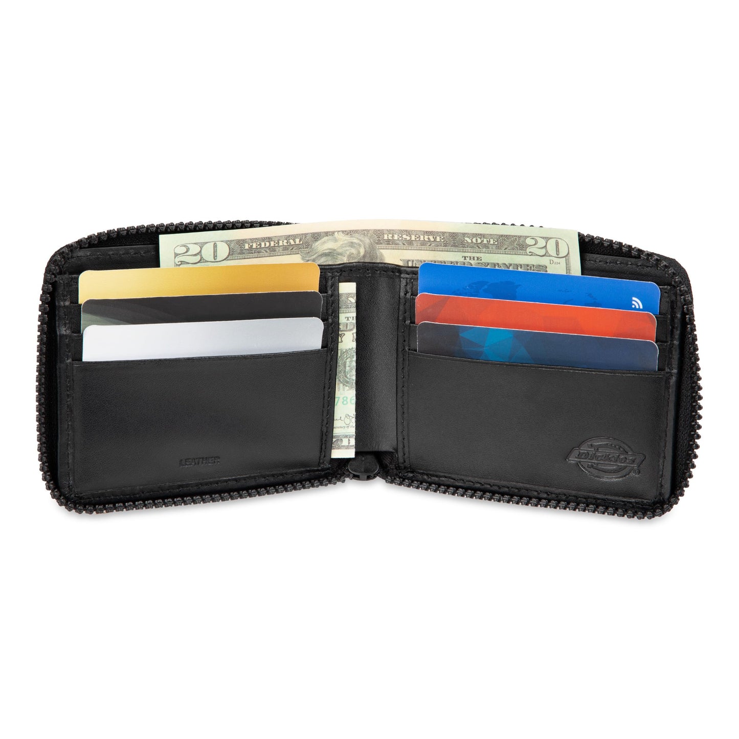 Dickies Mens RFID Everyday Leather Bifold Chain Wallet, Black, One Size