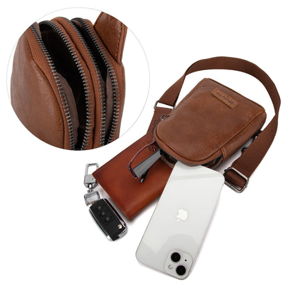 Wrangler Small Sling Bag for Women, Leather Crossbody Bags Cross Body Purse Fanny Packs with Adjustable Strap, WG-HB-87-210-BR