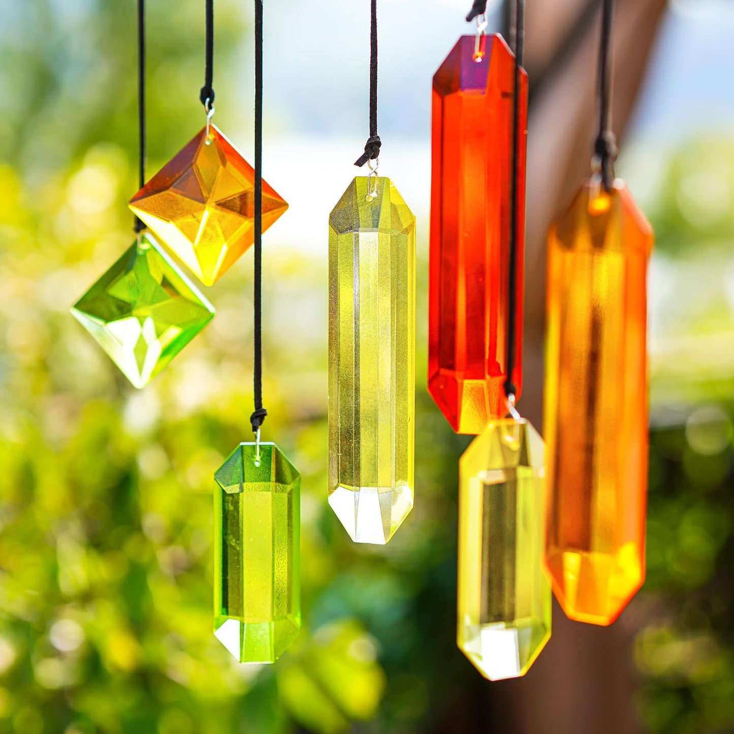 HDCRYSTALGIFTS 7PCS Crystal Prisms Suncatcher for Window Hanging, Rainbow Sun Catchers Indoor Window, Home Garden Thanksgivng Day Christmas Decorations (Season Design)
