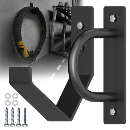 NUMAKY Heavy Duty Battle Rope Wall Anchor with Storage Hook – Includes Screws & Washers for Secure Mounting | Durable Steel Battle Rope Holder for Home and Gym Use