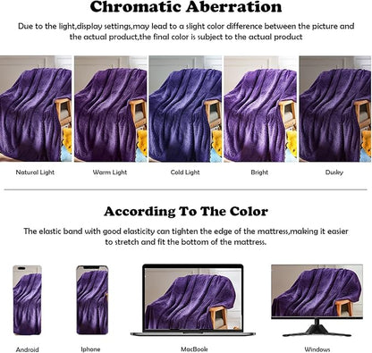 NEWCOSPLAY Super Soft Queen Blanket Dark Purple Premium Silky Flannel Fleece Leaves Pattern Lightweight Bed Blanket All Season Use (Dark Purple, Queen(90"x90"))