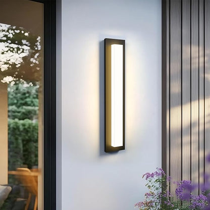 LamQee 23.6 in Aluminum Long Outdoor Wall Lights, 2900K 1580LM LED Waterproof IP65, Linear Modern Exterior Lighting Fixtures Wall Mount Outside Sconce Acrylic Shade for House Porch Patio Garage Door