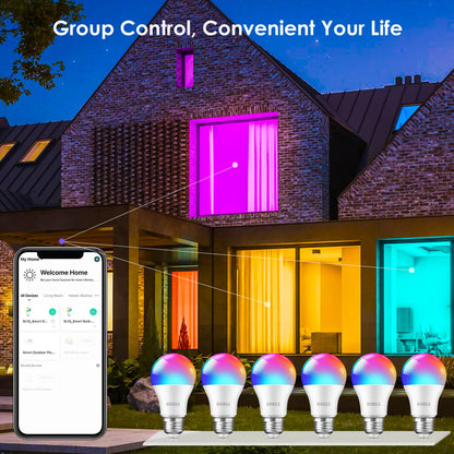 OHLUX 6 Pack E12 Smart Candelabra LED Light Bulbs, Color Changing Compatible with Google Alexa and Smart Life, 4W 40W Equivalent WiFi Candle Bulbs with Remote Control, Timer