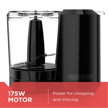 BLACK+DECKER 1.5-Cup Electric Food Chopper, One Touch Pulse, 150W Motor, Mini Food Processor, Stay-Sharp Blade, Dishwasher Safe