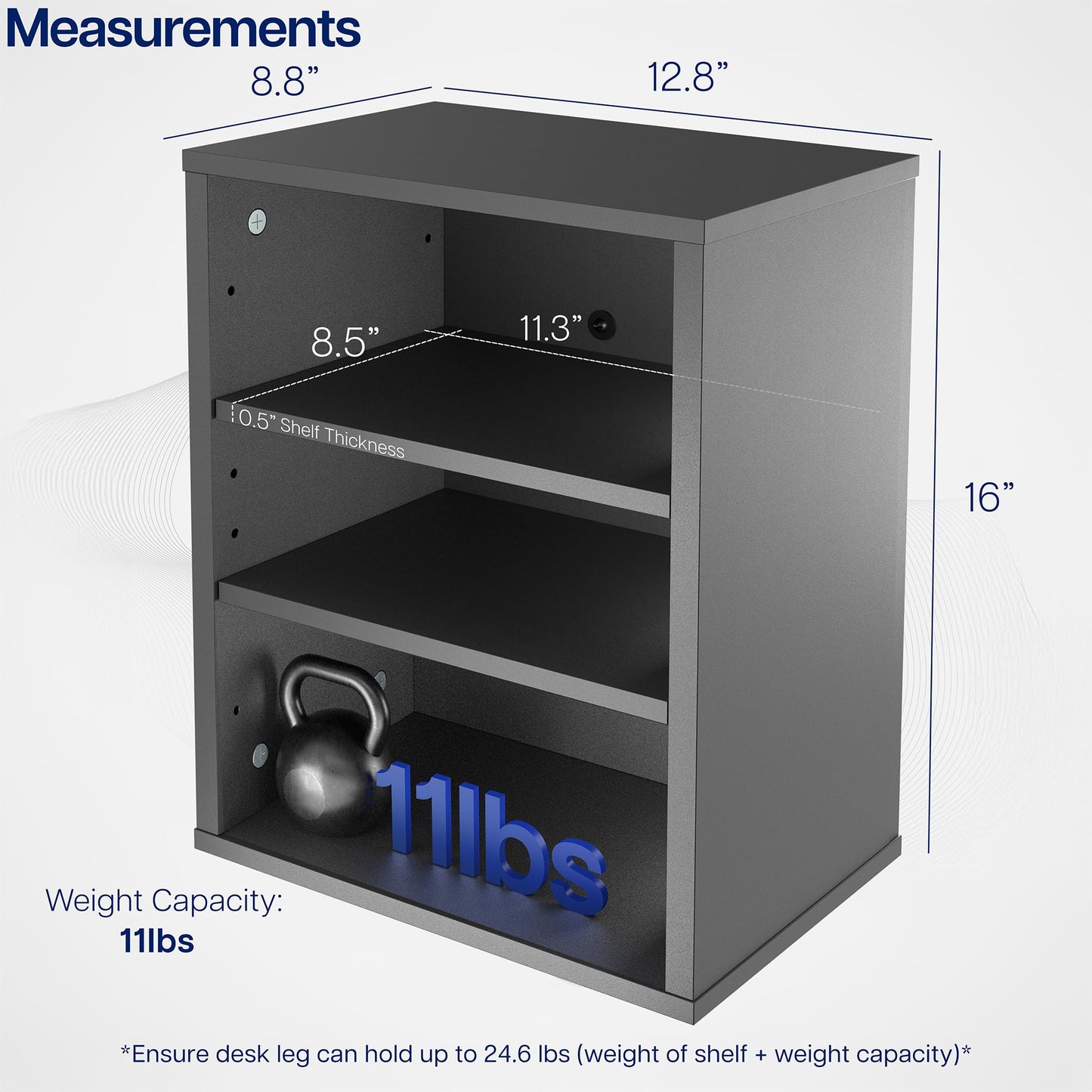 VIVO Clamp-on Under Desk Shelving Unit, Office Accessory Holder for Supplies, Gaming Devices, and More, Multi-Level Storage Shelves, Workstation Organizer, Black, DESK-SHELF3CL