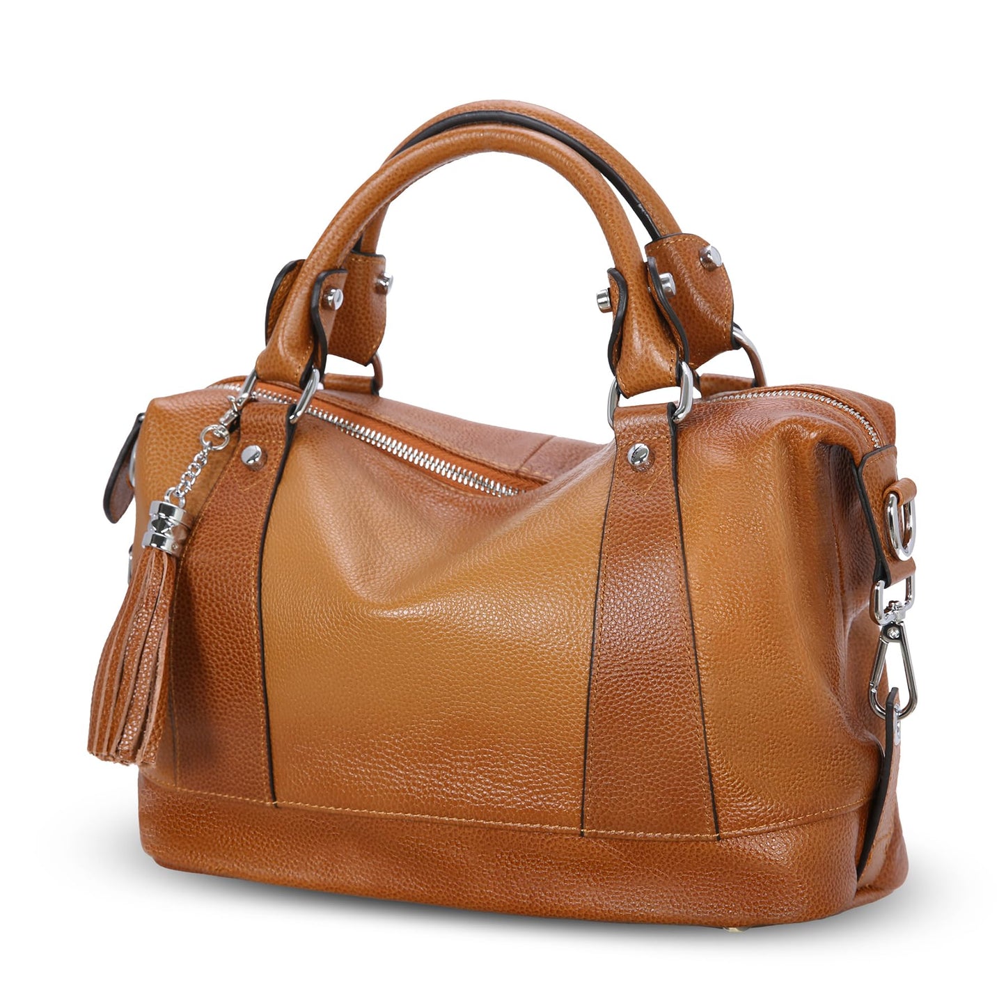 HESHE Womens Genuine Leather Handbags Purse Crossbody Satchel Tote Bags Ladies Real Leather Bags (Sorrel)