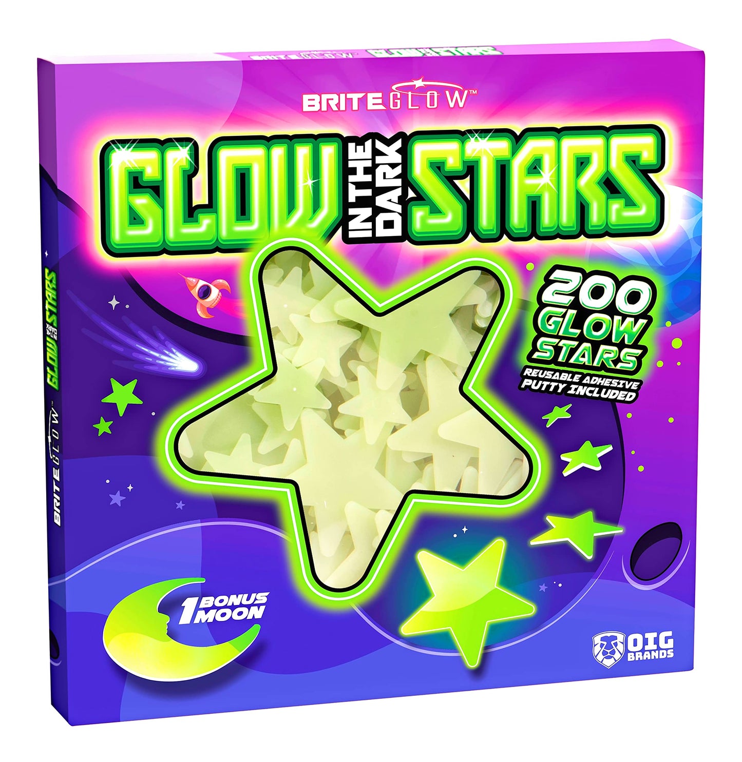 200 Pcs Glow in the Dark Stars with Moon - Luminous 3D Wall Stickers Night Light for Boys & Girls Room Decor - Bedroom Ceiling Space Kids Wallpaper Funky Decor - Glowing Stars Tape Stickers for Kids