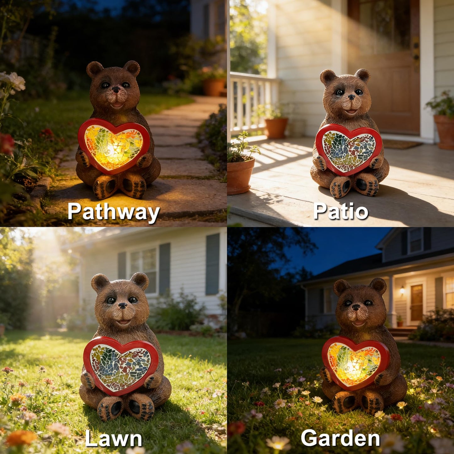 Vasesun Solar Bear Garden Statues Decor for Outdoor, Brown Bear Figurine Lights for Lawn Patio Yard Decoration - Unique Christmas Housewarming Gift for Grandma Wowen Mom