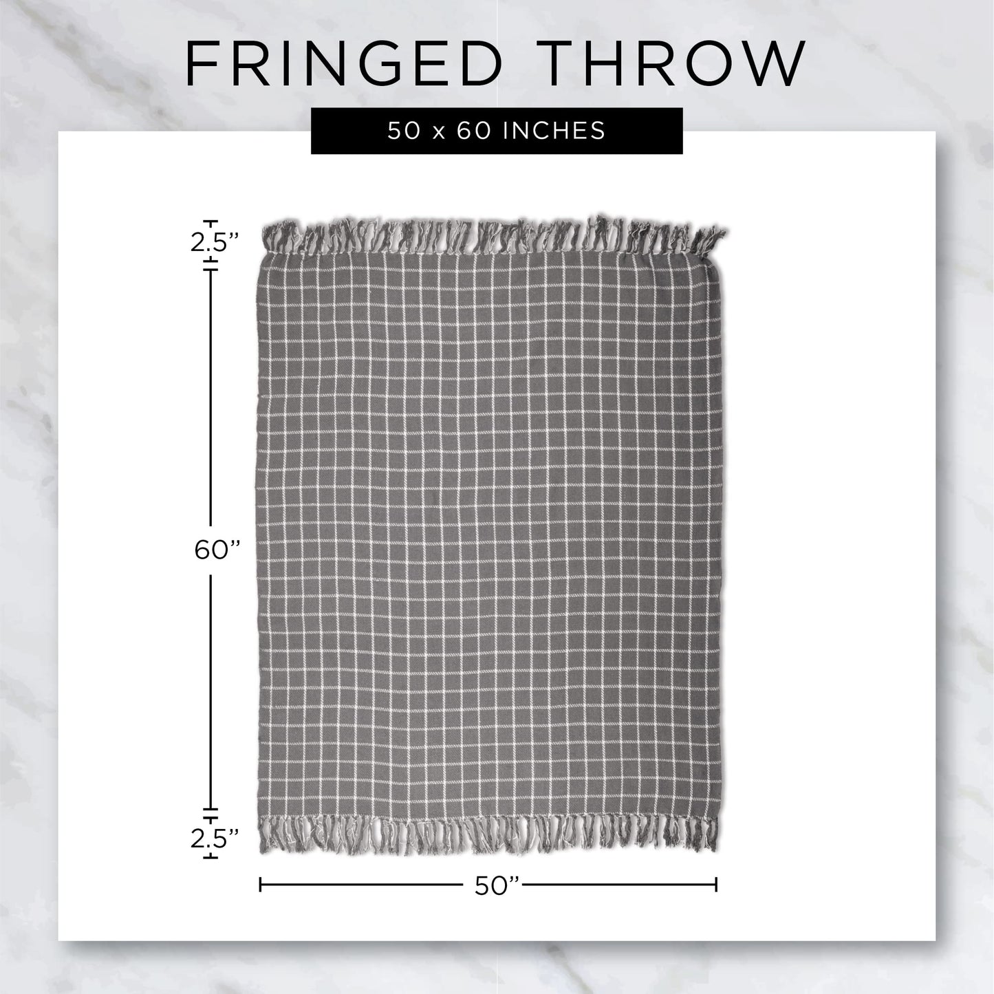 DII California Casual Houndstooth Woven Throw, Dark Brown & Stone, 50x60