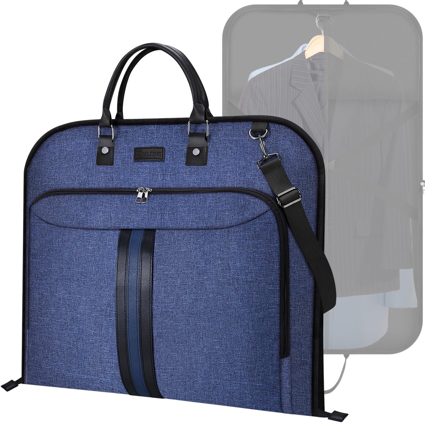 BALEINE Travel Garment Bag, Travel Suit Bag for Men, Water Resistant Carry on Garment Bag for Hanging Clothes, Garment Duffel Bag for Travel Business (Blue)