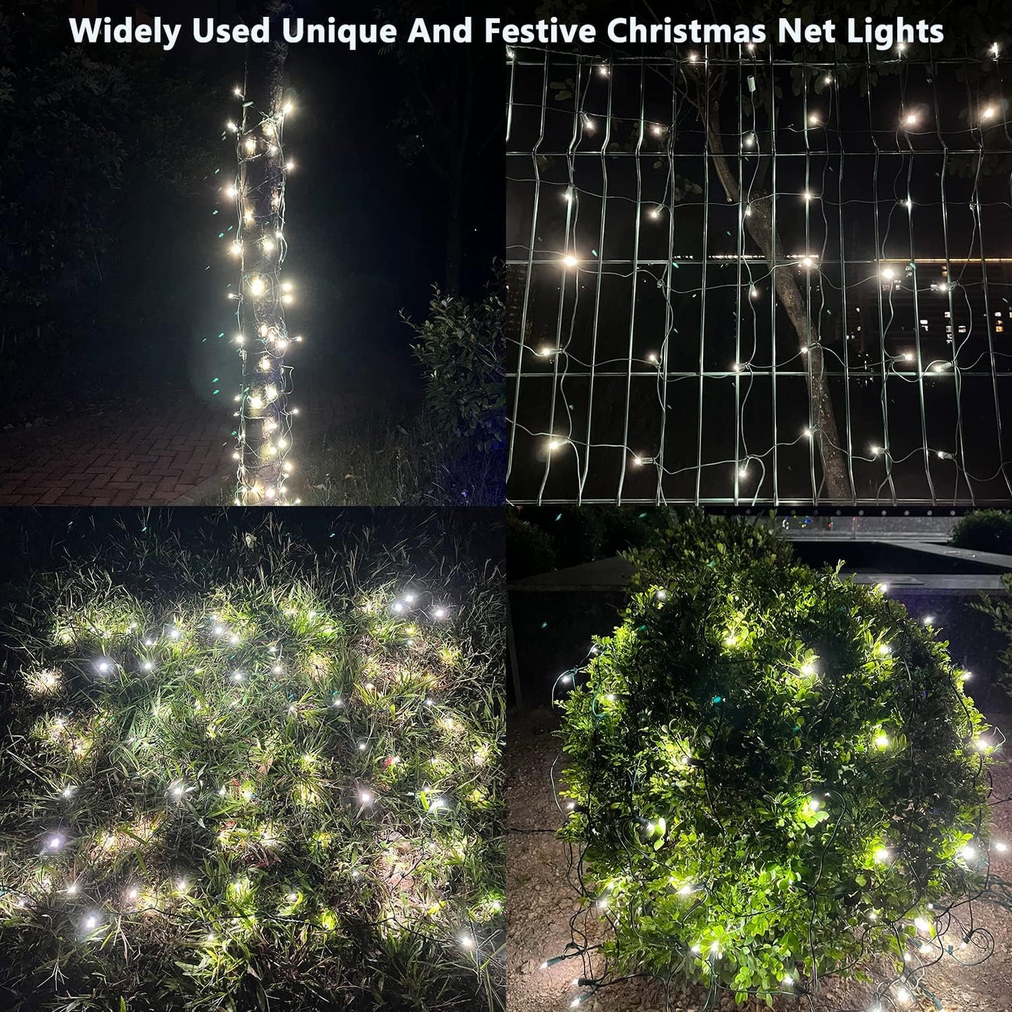 HISHINY Christmas Lights Outdoor Decorations for Bushes,LED Connectable Bush Christmas Lights Outdoor Yard Mesh Shrub Net Light for Party, Holiday, Wedding, Tree,Bushes (Cool White)