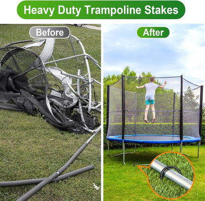 Trampoline Stakes Anchors - Heavy Duty 12" Ground Anchor for High Wind Stability | U-Shaped Rebar Stakes