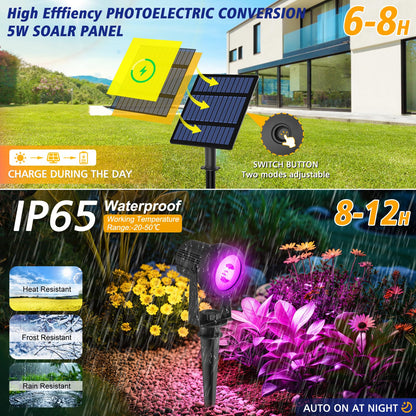 T-SUNUS RGB Solar Spot Lights Christmas Outdoor 6-in-1, Color Changing Landscape Spotlights Pond Lighting Waterproof IP65 9.8ft Cable for Tree Patio Pathway Yard Garden Wall Flag Halloween Holiday