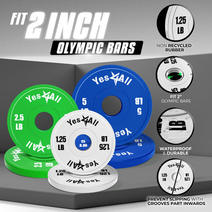 Yes4All Fractional Weight Plates Set, Available In Steel And Rubber, Set of 2/4/6 Plates in 1.25LB, 2.5LB, or 5LB Sizes, Micro Change Plates for Dumbbell and Olympic Barbell Weightlifting