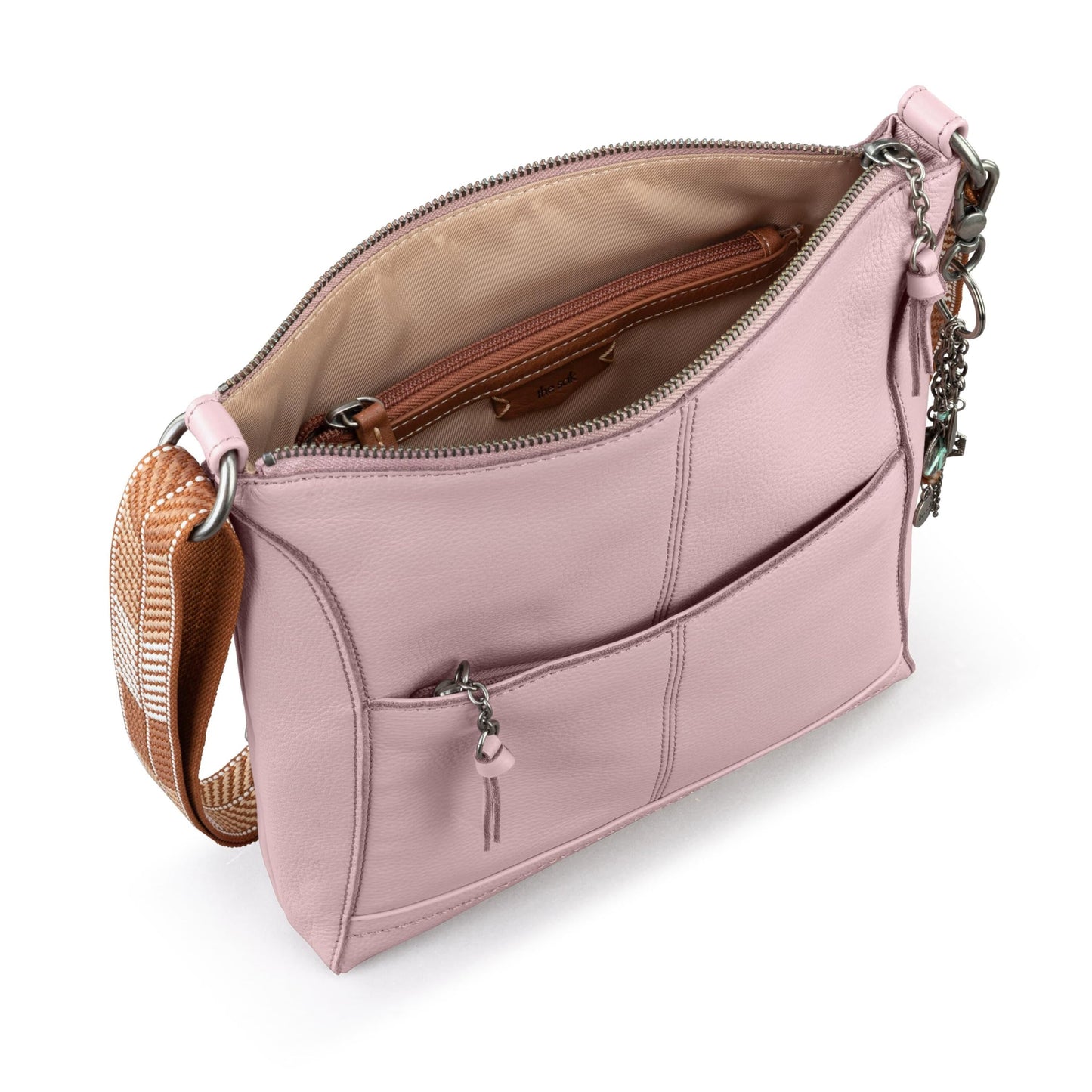 The Sak Lucia Crossbody Bag in Leather, Convertible Purse with Adjustable Strap, Rosewood