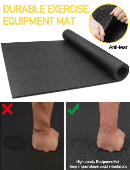 Treadmill Mat,60" x 30",6mm Thickness Exercise Equipment Mat for Carpet Hardwood Floors, Compatible with Walking Pad,Spin Bike,Elliptical Trainer,Rowing Machine