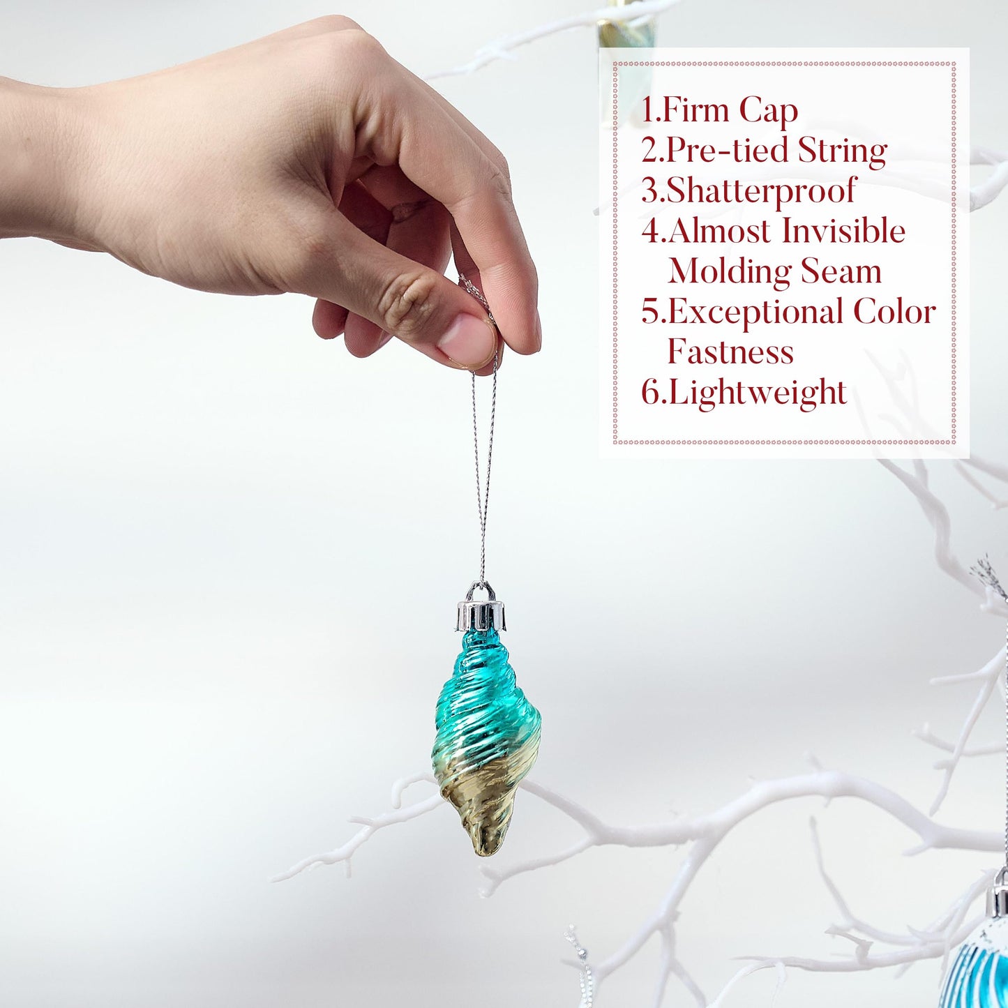 Valery Madelyn Summer Ornaments Tree Decorations Set, 12ct Light Blue and Silver Shatterproof Summer Balls Bulk, Summer Beach Coastal Ocean Nautical Marine Hanging Seafair Xmas Holiday Decor