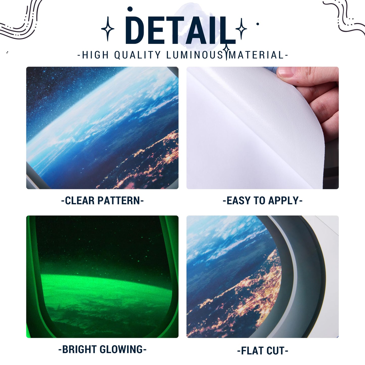 Glow in The Dark 3D Space Wall Decals, Set of 3 Galaxy Window Stickers for Wall, Space Themed Room Decor for Kids Boys (Green)