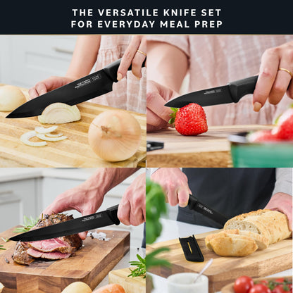 Home Hero Kitchen Knife Set with Sharpener - High Carbon Stainless Steel Knife Block Set with Ergonomic Handles (20 Pcs - Acrylic Black)