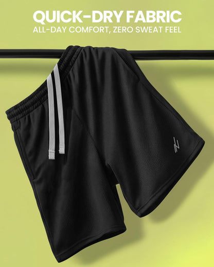 NY Threads Men's Athletic Shorts Quick Dry Loose-Fit Lightweight Running Workout Gym Shorts with Pockets, 3X-Large, Black