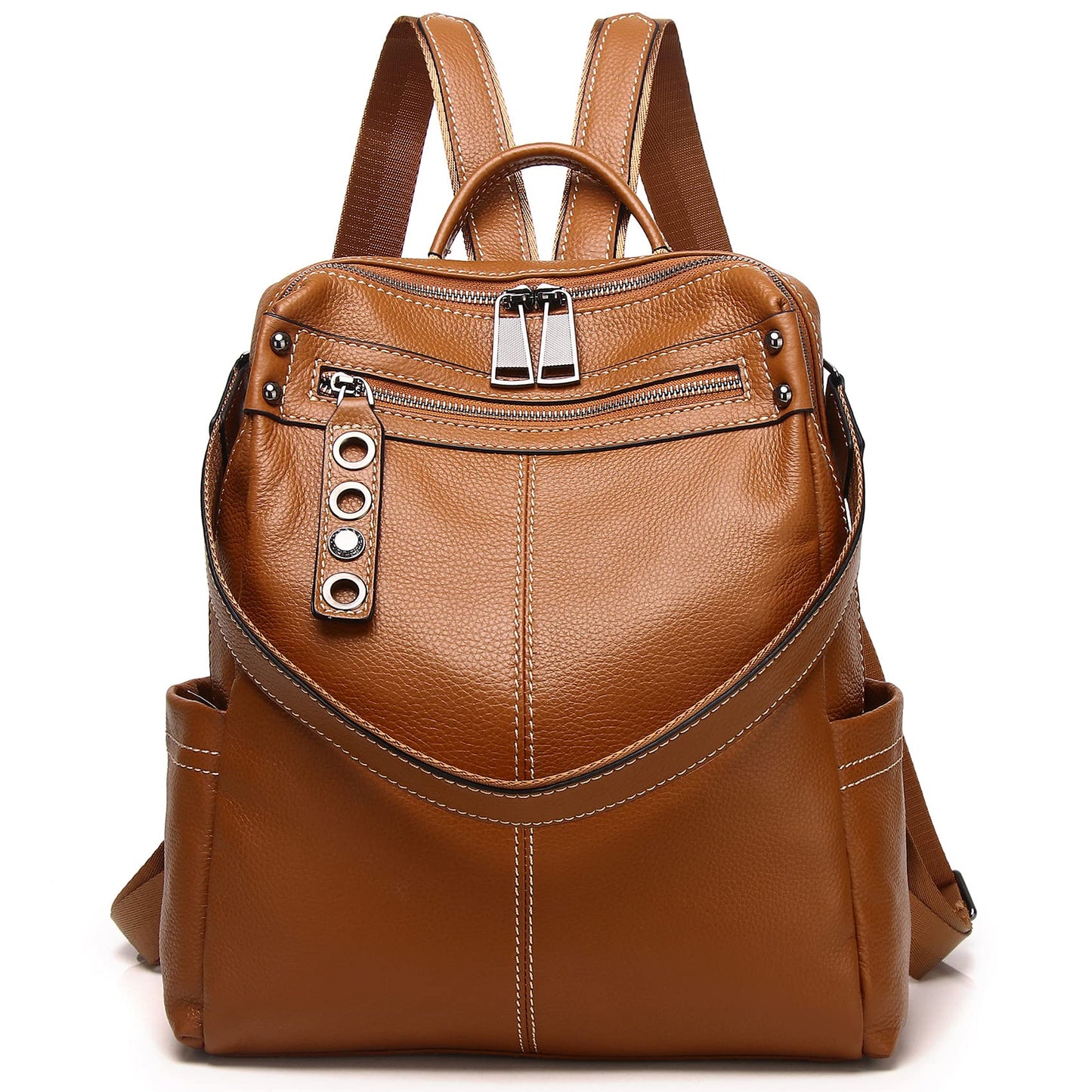 Wesccimo Genuine Leather Backpack Purse For Women Real Soft Leather Travel Fashion Designer Convertible Ladies Shoulder Bag