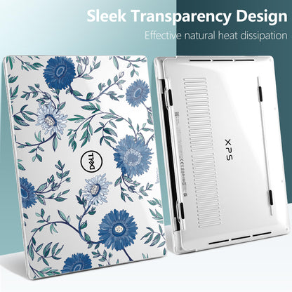 Batianda Case for 2024 Dell XPS 13 Laptop Copilot+ PC 13.4" Display Model Number 9345/9350, Lovely Ultra-Slim Lightweight Scratch-Resistant Hard Cover with Professional Protection, Blue Flowers
