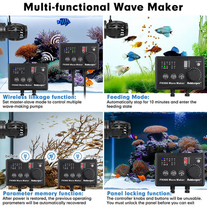 fishkeeper Aquarium Wave Maker, 1600GPH Adjustable Submersible Aquarium Powerhead with Magnetic Suction Base for 15-90 Gallon Tank Circulation Pump for Saltwater Freshwater