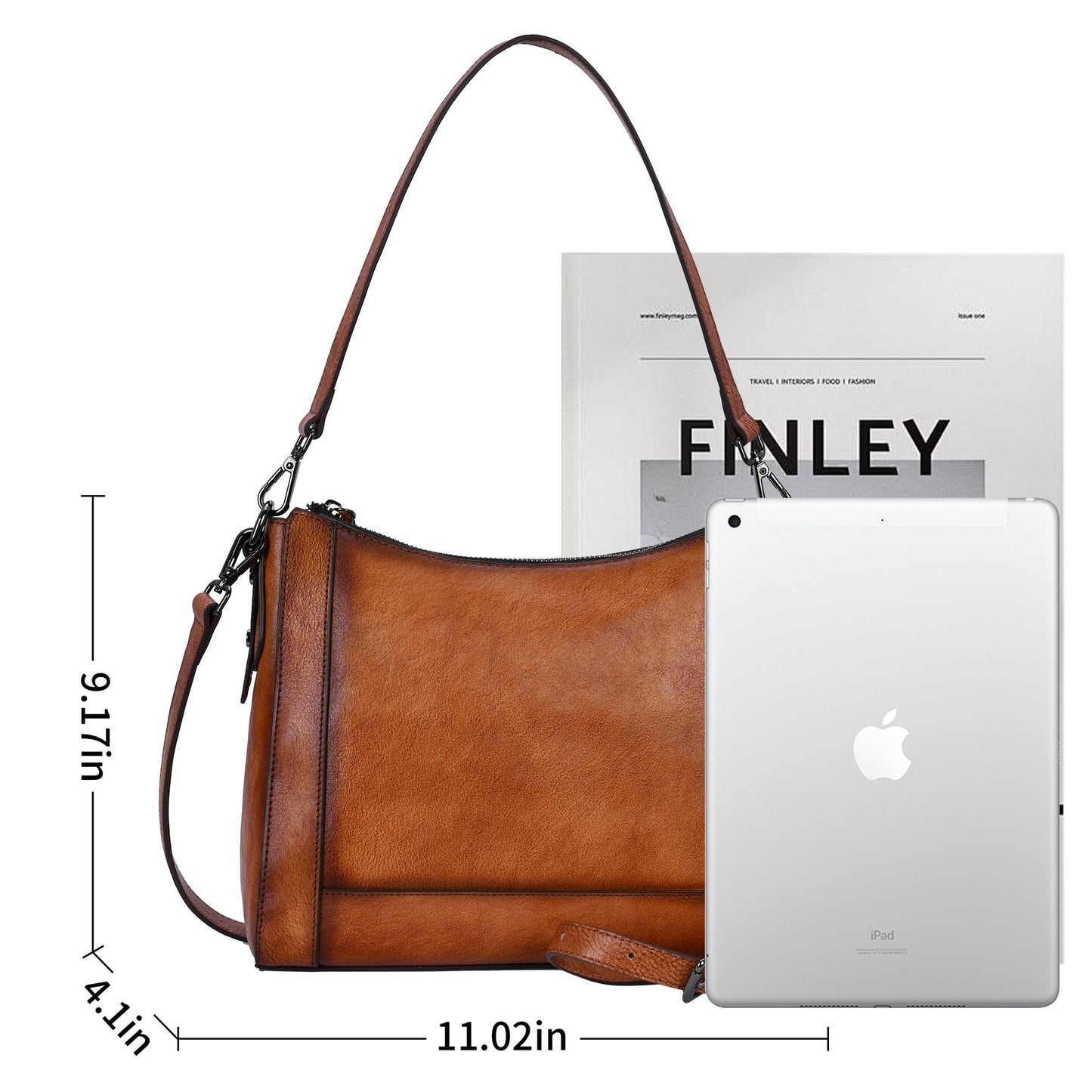 Iswee Leather Crossbody Bags for Women Shoulder Purse Medium Hobo Genuine Leather Satchel Purses and Handbags (Light Brown)