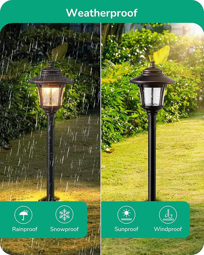 EDISHINE Low Voltage Landscape Lighting, 12V 3W 120LM 3000K Seed Glass Outdoor Landscape Path Lights with Connectors, ORB Waterproof Electric LED Pathway Light Wired for Walkway Garden Yard, 6 Pack