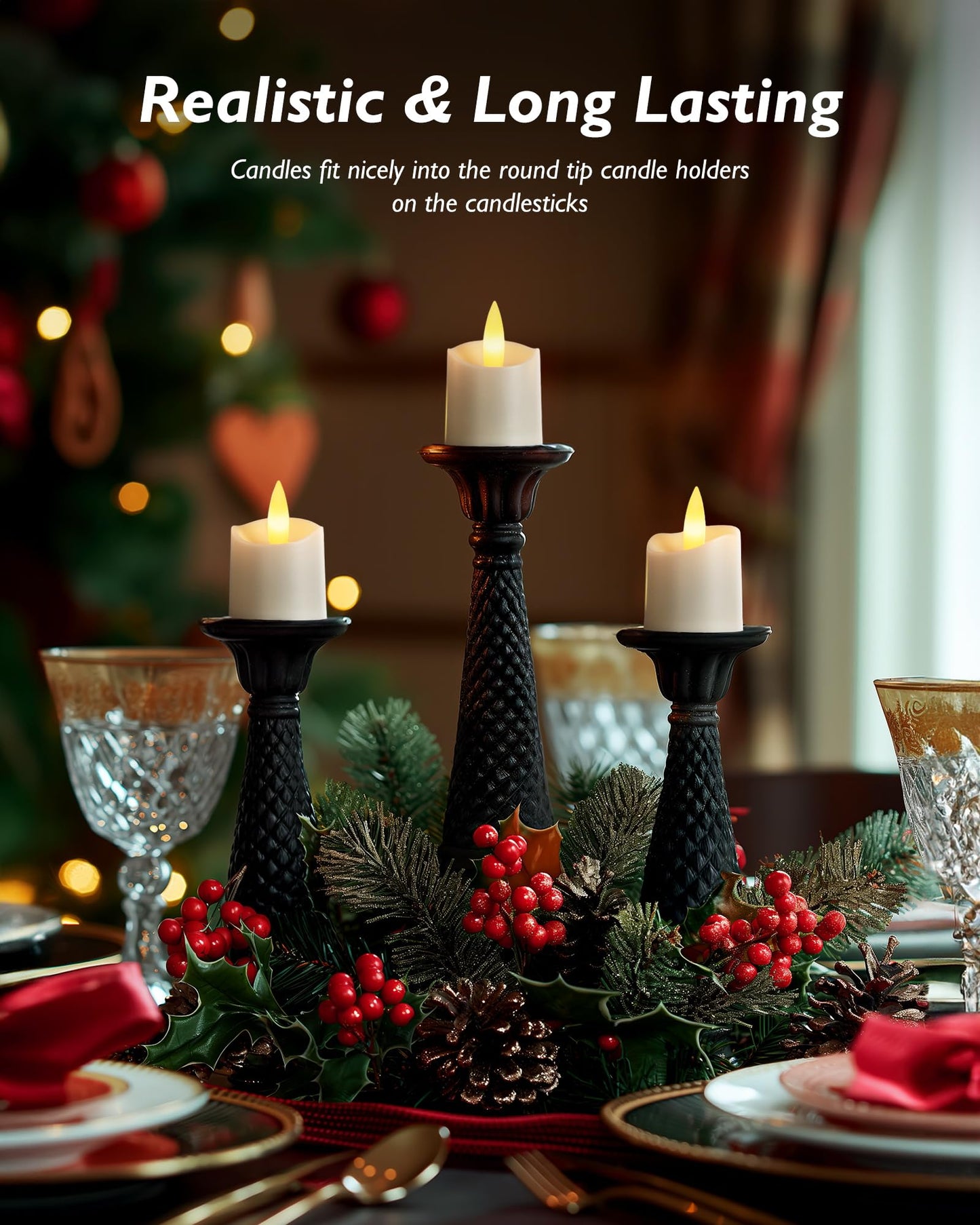 Homemory 12Pack Timer Flameless LED Votive Candles, Realistic 3D Flickering Flameless Candles, Long Lasting Battery Operated Tealight, for Thanksgiving Day, Christmas, Wedding Decor-White Base