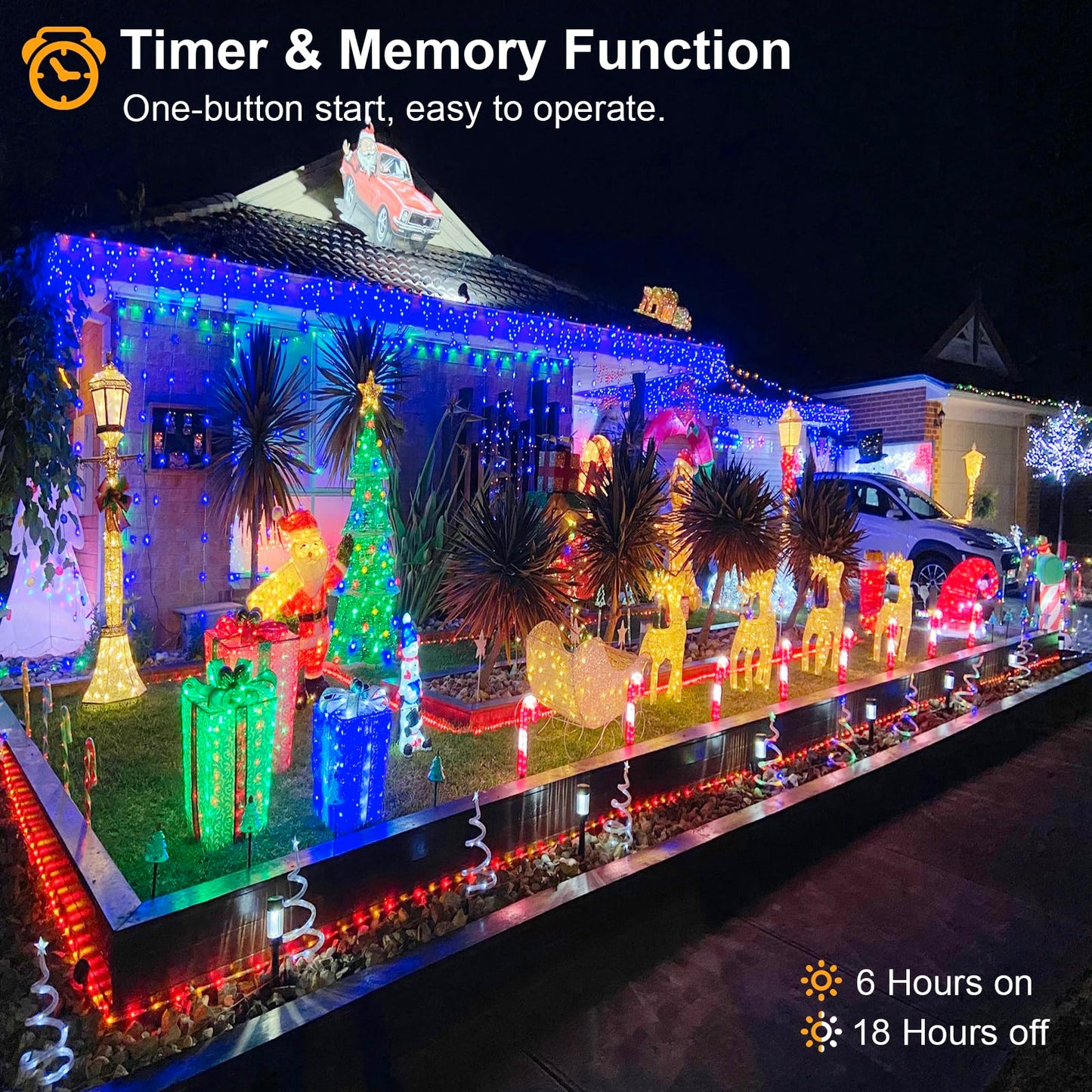 Einiiya Icicle Christmas Lights Outdoor, 33 FT 400 LED Icicle Lights for Outside 8 Modes with 75 Drops, Plug in Waterproof Hanging Christmas Light for Holiday Pavilion Balcony Decorations, Blue