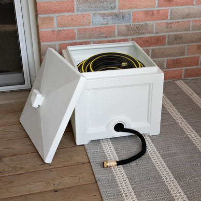 Mayne Inc 5858-W Fairfield Garden Hose White Storage Bin