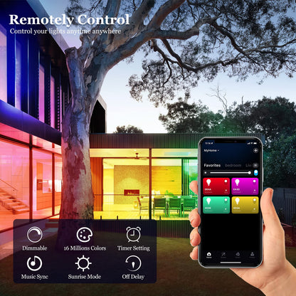 Smart Light Bulbs 4Pack with Remote, A19 E26 800LM LED Color Changing Light Bulb, WiFi & Bluetooth 5.0, Warm to Cool White, Dimmable, RGB Smart Home Lighting Work with Alexa Google Assistant