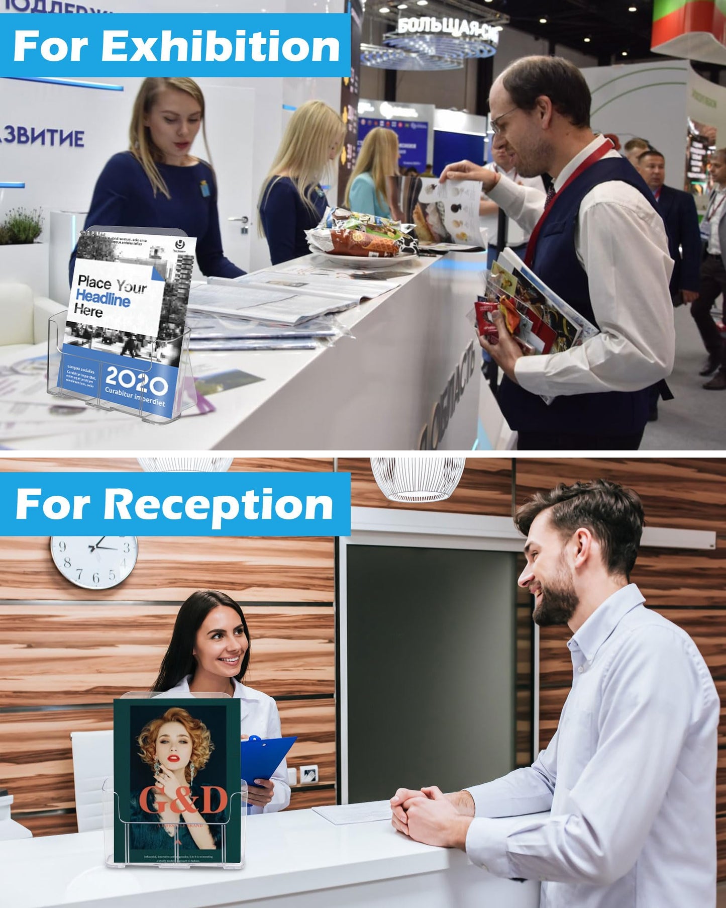 Sahasea Acrylic Brochure Holder, 4 Packs Brochure Holder 8.5 x 11, Flyer Holder for Business, Clear Brochure Display Stand for Pamphlet Paper Literature Document Magazine Menu, Table Desk Wall Mount